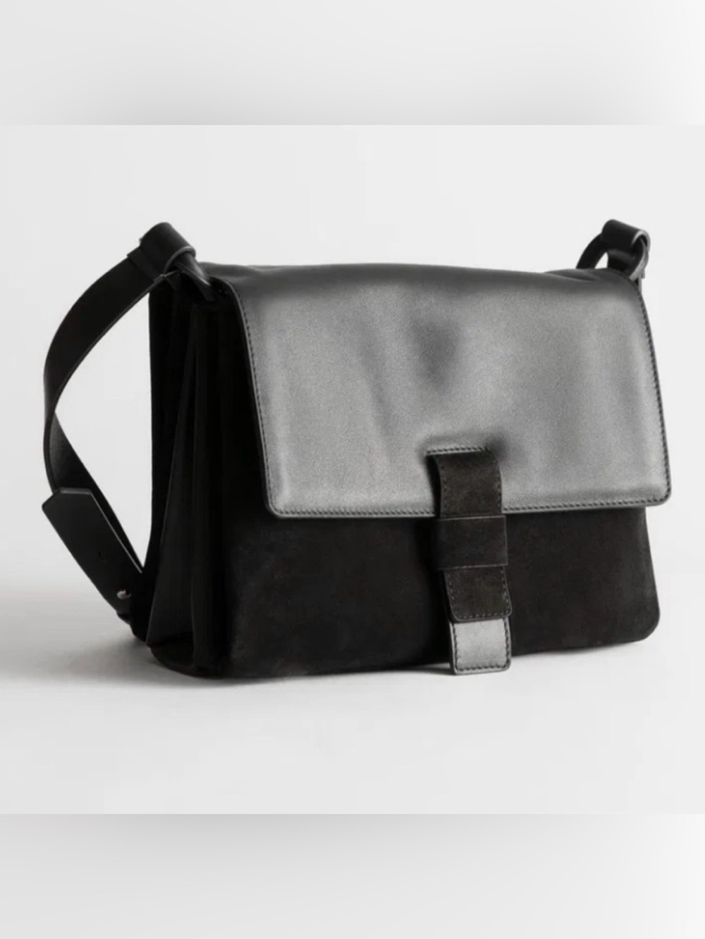 & Other Stories EXPANDABLE !! black Suede/Leather crossbody- shoulder bag